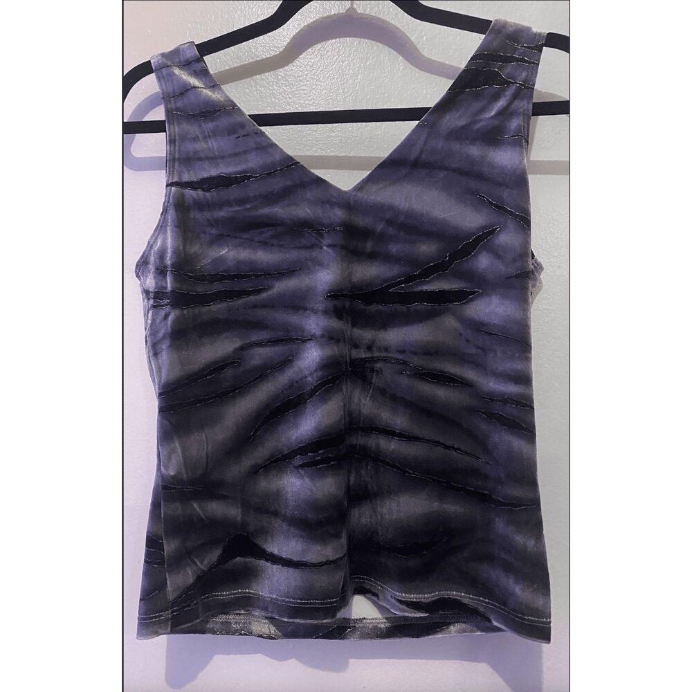 Vintage 90s Y2K - TAMPA Velvet Tiger Metallic Stripe Tank Top 🕷️